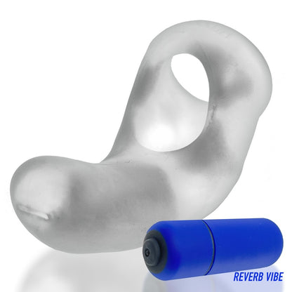 Hunkyjunk Buzzfuck Cock & Ball Sling With Taint Vibrator Clear Ice