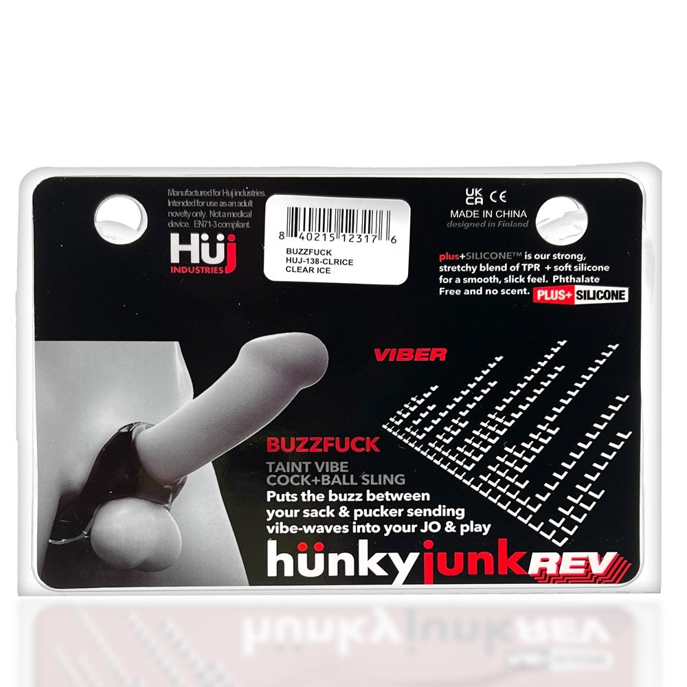 Hunkyjunk Buzzfuck Cock & Ball Sling With Taint Vibrator Tar Ice