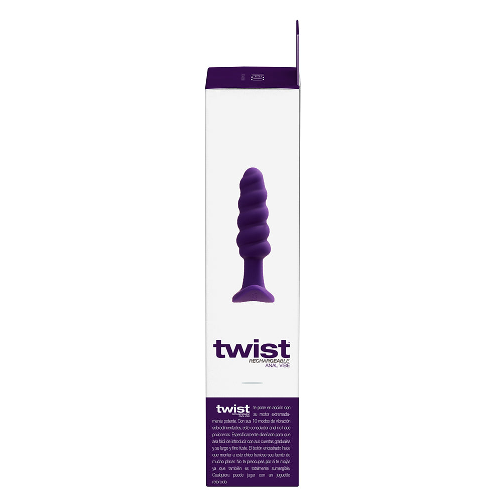 Vedo Twist Rechargeable Silicone Vibrating Anal Plug Purple