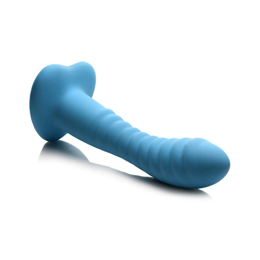 Simply Sweet Ribbed 7 In. Silicone Dildo Blue