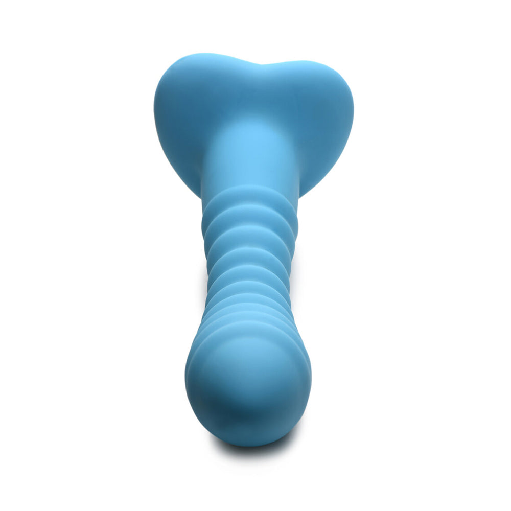 Simply Sweet Ribbed 7 In. Silicone Dildo Blue