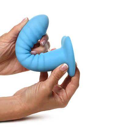 Simply Sweet Ribbed 7 In. Silicone Dildo Blue