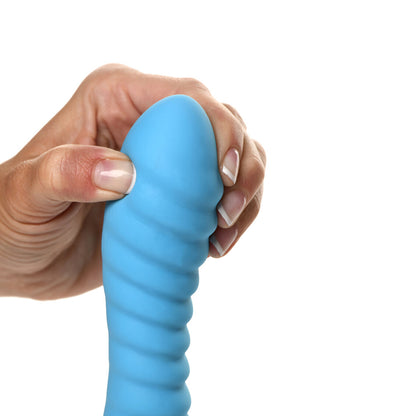 Simply Sweet Ribbed 7 In. Silicone Dildo Blue