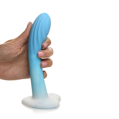 Simply Sweet Rippled 7 In. Silicone Dildo Blue/white