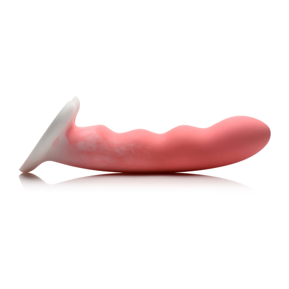 Simply Sweet Wavy 8 In. Silicone Dildo Pink/white