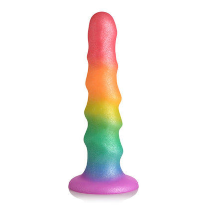 Simply Sweet Zigzag 6.5 In. Silicone Dildo Rainbow