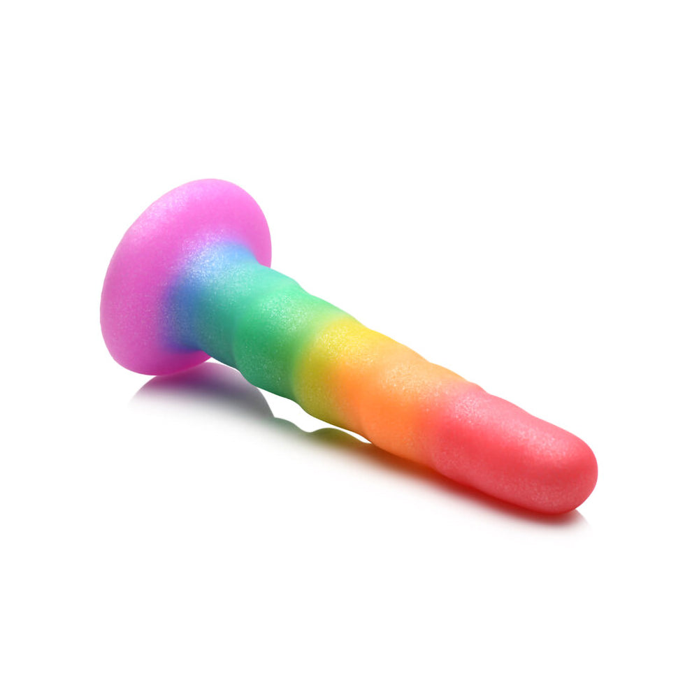 Simply Sweet Zigzag 6.5 In. Silicone Dildo Rainbow