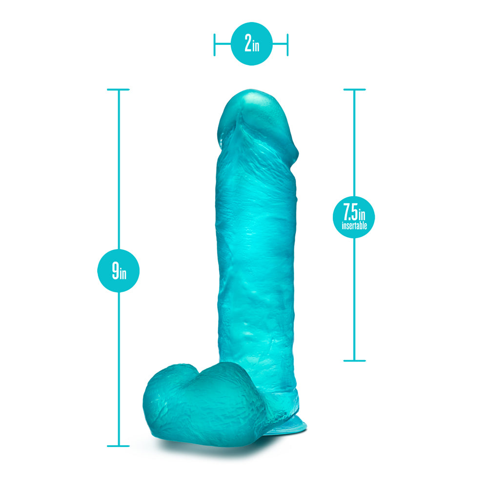 Blush B Yours Plus Mount n Moan 9 in. Dildo with Balls & Suction Cup Teal