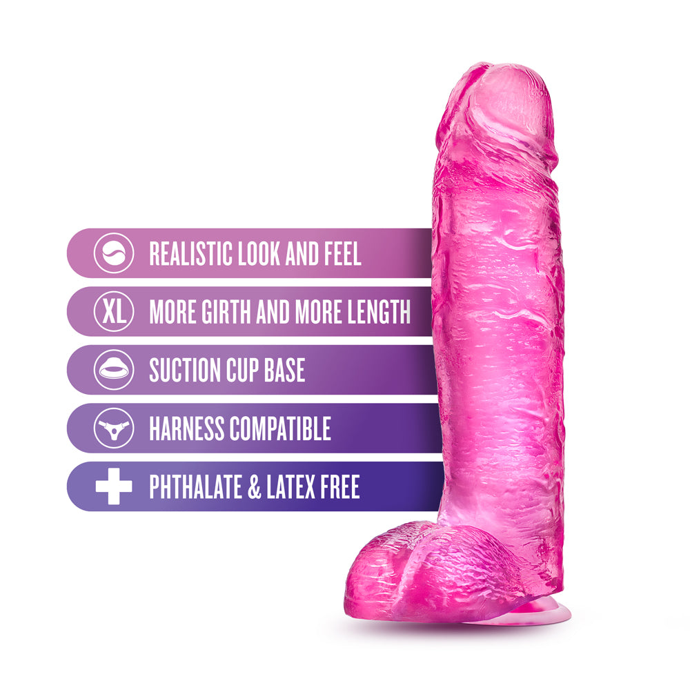 Blush B Yours Plus Big n Bulky 10.5 in. Dildo with Balls & Suction Cup Pink
