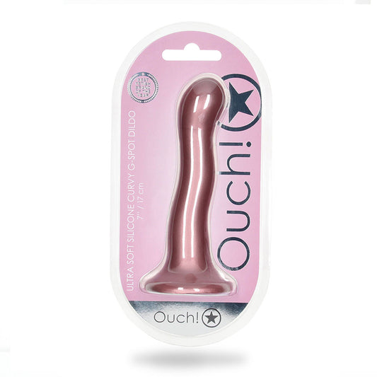 Shots Ouch! Ultra Soft Silicone 7 In. Curvy G-spot Dildo Rose Gold