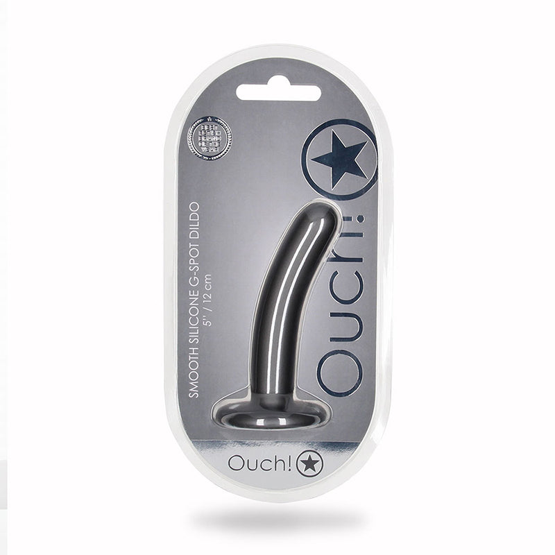 Shots Ouch! Smooth Silicone 5 In. G-spot Dildo Gunmetal