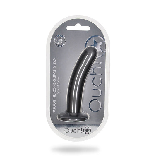 Shots Ouch! Smooth Silicone 6 In. G-spot Dildo Gunmetal