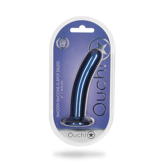 Shots Ouch! Smooth Silicone 6 In. G-spot Dildo Metallic Blue