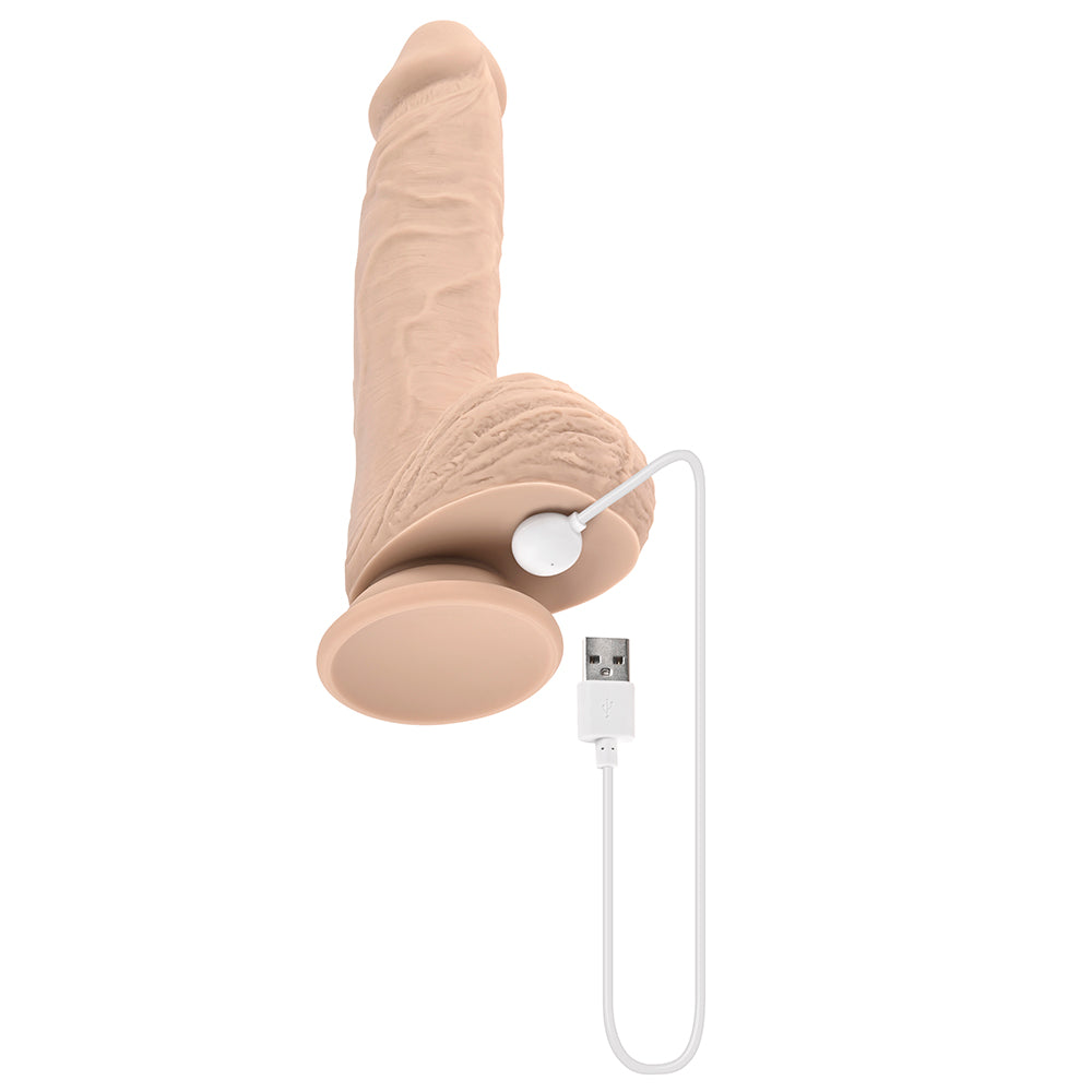 Evolved Full Monty Rechargeable Remote-Controlled Thrusting Twirling 9 in. Silicone Dildo Light