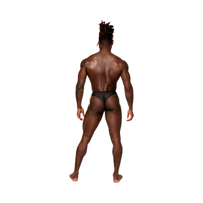 Male Power Sassy Lace Open Ring Thong Black S/m