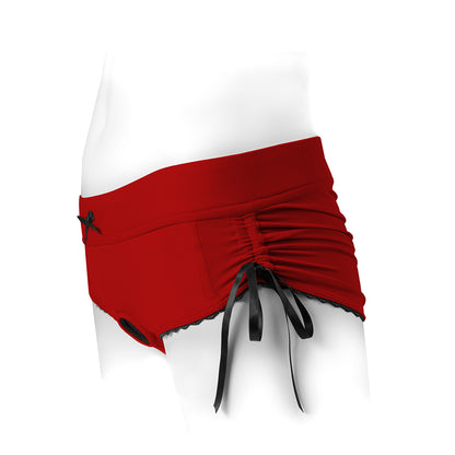 Spareparts Sasha Cinch Booty Short Harness Red/black Size Xxs