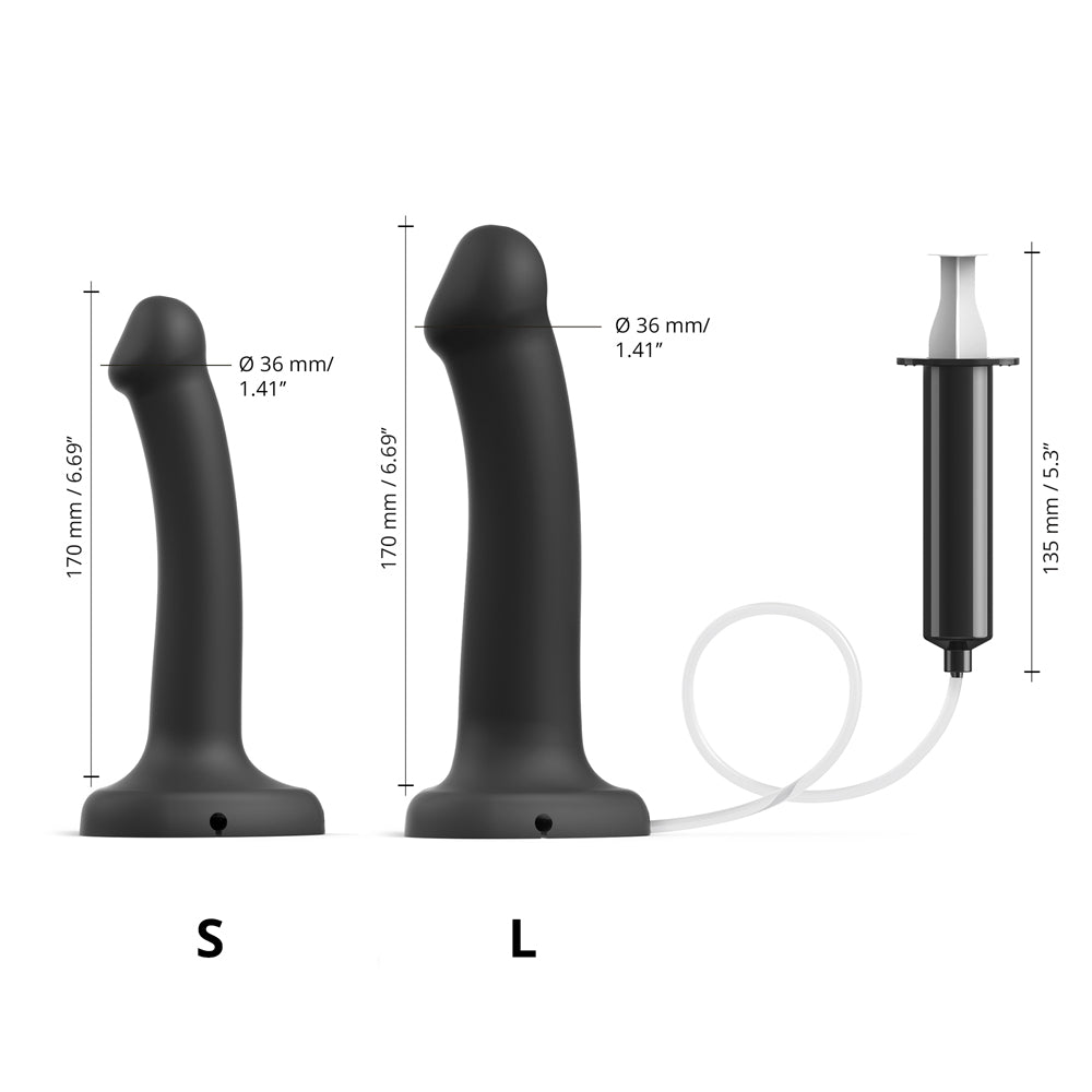 Strap-on-me Squirting Cum Semi-realistic Silicone Dildo Black S (fluid Not Included)
