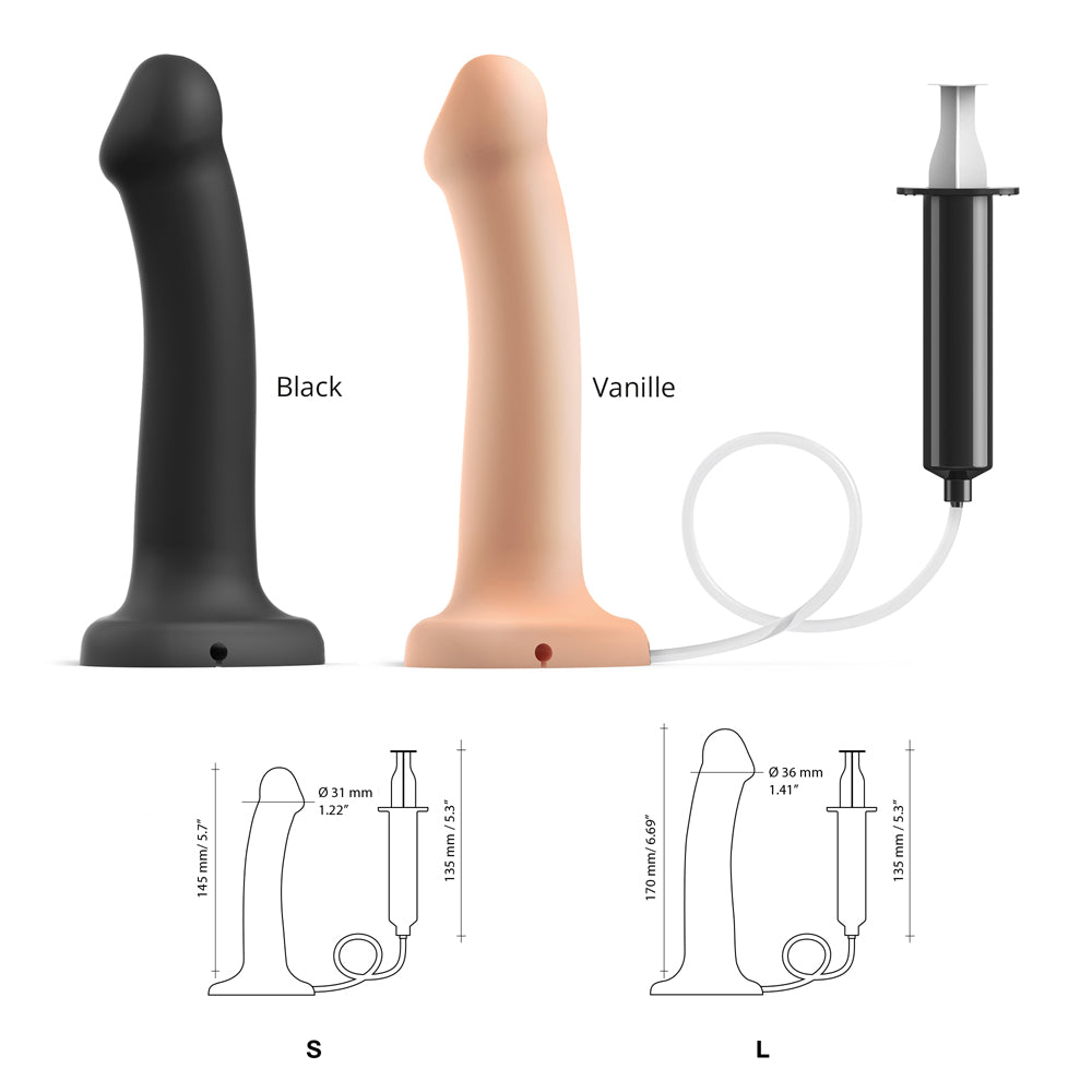 Strap-on-me Squirting Cum Semi-realistic Silicone Dildo Black S (fluid Not Included)