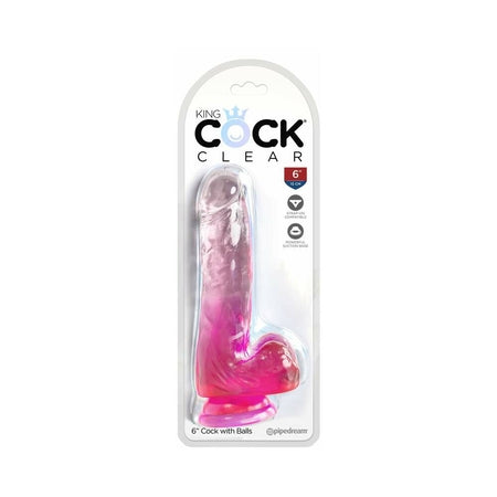 King Cock Clear 6' Cock w/Balls - Pink