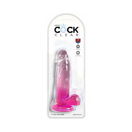 King Cock Clear 7' Cock w/Balls - Pink