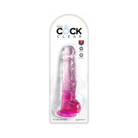 King Cock Clear 8' Cock w/Balls - Pink