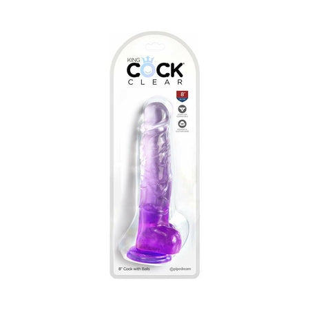 King Cock Clear 8' Cock w/Balls - Purple