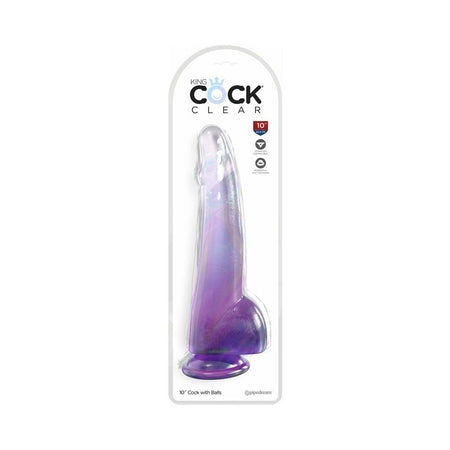 King Cock Clear 10' Cock w/Balls - Purple