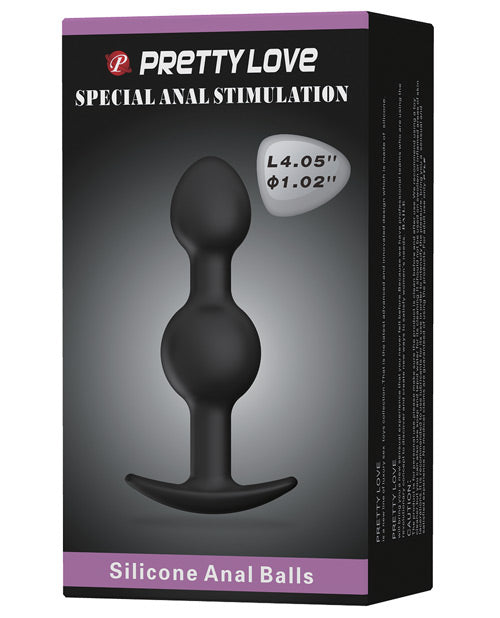 Pretty Love 4.05'' Silicone Anal Plug w/Ball - Black