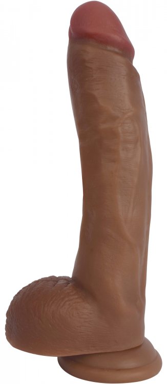 Curve Novelties 9' Bareskin Dong w/Balls - Latte