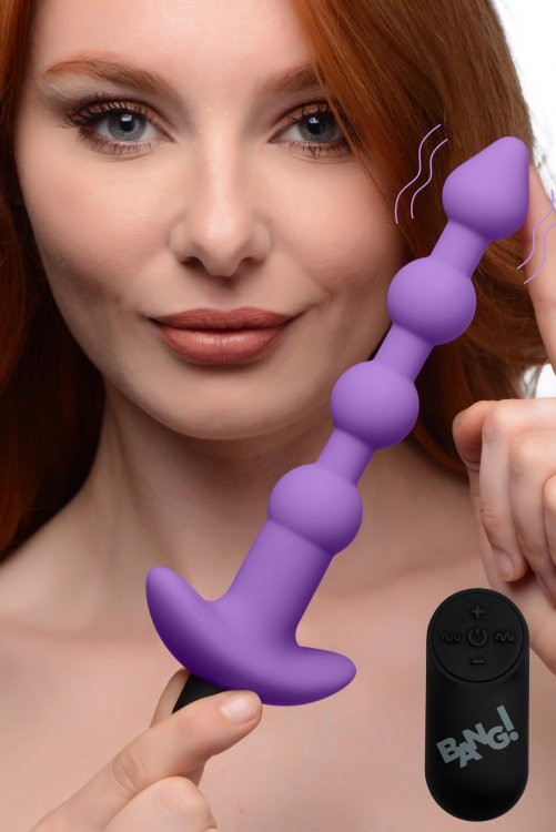 Bang - Vibrating Silicone Anal Beads and Remote Control - Purple